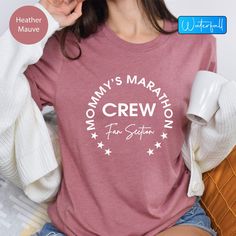 Mommy's Marathon Crew Shirt, Running Mom Tshirt, Marathon Runner Mommy Shirt, Running Lover Mom Shirt, Marathon Running Team Tshirt  Cheer on your favorite marathon runner with our "Mommy's Marathon Crew Fan Section" t-shirt. Perfect for supportive moms and running enthusiasts, this shirt celebrates the dedication and spirit of marathon running.  Whether you're cheering from the sidelines or participating in a marathon yourself, this tee is a comfortable and stylish way to show your support. It Marathon Shirt Ideas, Marathon Shirt Design, Team Tshirt, New York Marathon, Marathon Shirts, Running Mom, Running Team, Mommy Shirt, Marathon Runner