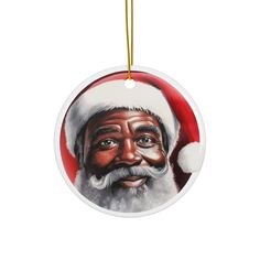 African American Santa Claus Christmas Tree Ornament African Christmas Tree Topper, African American Christmas Zazzle, African American Christmas Ornaments, Black Santa Claus Figurines, Gifts For Your Boss, Santa Claus Christmas Tree, Culture Club, Perfect Eyes, Housewarming Party