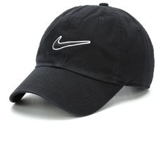 Get style and comfort year round wearing the Nike® Essential Swoosh Cap! These breathable fabric baseball cap has a curved bill and adjustable back strap for a secure fit. Breathable fabric construction,Adjustable back strap for a secure fit,Sweatband for added comfort,Curved bill cap design,2 1/2 inch bill,Nike® branding details,One size fits most | Nike Essential Swoosh Cap in Black/White Nike Dad Hat With Curved Brim, Classic Sports Dad Hat With Curved Bill, Nike Baseball Cap With Curved Brim For Sports, Nike Adjustable Dad Hat With Curved Brim, Nike Curved Brim Baseball Cap For Sports, Nike Breathable Baseball Cap For Sports, Nike Sporty Baseball Cap For Streetwear, Nike Casual Trucker Hat For Sports, Nike Casual Sports Trucker Hat