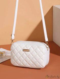 White Crossbody Bag, Stylish Purse, Elegant Bags, Cute Handbags, White Handbag, Quilted Crossbody Bag