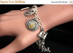 HALLOWEEN SALE Clockwork Bracelet.  Charm Bracelet. Steampunk Bracelet. Silver Bracelet. Steampunk Jewelry. Handmade Jewelry. by GatheringCharms from Gathering Charms by Gilliauna. Find it now at https://ift.tt/2PaSnZ5! Vintage Metal Charm Bracelet For Gifts, Steampunk Style Bracelet Jewelry Gift, Silver Steampunk Metal Jewelry, Unique Metal Charm Bracelet As Gift, Silver Steampunk Collectible Jewelry, Steampunk Silver Bracelet As Gift, Handmade Steampunk Bracelets As Gift, Handmade Steampunk Bracelets For Gift, Silver Steampunk Bracelet For Gift