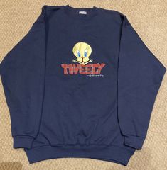 Pristine condition! Tweety Bird Adult Vintage 1995 Sweatshirt Looney Tunes Sz Large Embroidered EUC. Condition is "Used". Shipped with USPS Priority Mail. 90s Crew Neck Top With Embroidered Logo, 90s Embroidered Top For Streetwear, 90s Long Sleeve Tops With Embroidered Logo, 90s Embroidered Logo Tops For Streetwear, 90s Streetwear Tops With Embroidered Logo, Vintage Embroidered Sweatshirt For Streetwear, 90s Style Tops With Embroidered Logo For Streetwear, Tweety Bird, Looney Tunes