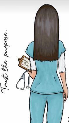 a woman in scrubs is holding a clipboard