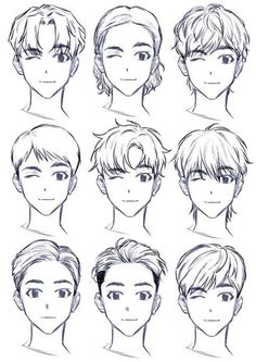 the different types of hair for boys and girls, with their faces drawn in pencil