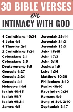 an image of the bible verses on intimacy with god, including numbers and names