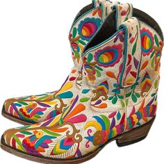 Allen’s Boots Authentic Texas Cowgirl Ankle Boots Size 6 Bought These In Texas But Changed Me Mind After I Bought Them But It Was Too Late To Return Them Multicolor Western Boots For Spring, Multicolor Western Boots With Snip Toe, Western Multicolor Leather Boots, Multicolor Leather Western Boots, Multicolor Western Leather Boots, Multicolor Leather Boots With Snip Toe, Cowgirl Closet, Painted Boots, Texas Cowgirl