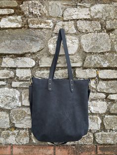 Handmade  tote bag with black suede handle and strap. This big tote bag is made with high quality italian leather. This bag you can take anywhere and is big enough for your 13" Mac laptop, phone, purse, keys, book, lunch and so much more. I have left the leather unlined so you and others can appreciate the quality and craftsmanship of this beautiful bag. Inside there is a  zipper cotton pocket. The bag is closed with metallic zip. Features: - dark grey leather. - black strong leather for strap. Big Tote Bags, Suede Tote Bag, Suede Tote, Tote Bags Handmade, Tote Bag Leather, Beautiful Bags, Grey Leather, Hobo Bag, Italian Leather