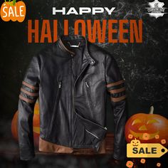 Halloween Black Long Sleeve Biker Jacket, Black Long Sleeve Biker Jacket For Halloween, Hooded Biker Jacket For Fall Events, Brown Outerwear For Fall Cosplay, Fitted Black Biker Jacket For Halloween, Fitted Black Leather Jacket For Halloween, Punk Style Leather Jacket For Cosplay In Fall, Punk Leather Jacket For Cosplay In Fall, Fall Punk Leather Jacket For Cosplay