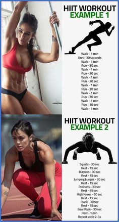 an image of a woman doing exercises for her body and the words hit workout example 1