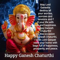 an image of ganesh chaturthi on the occasion of happy ganeshi