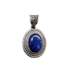 Lapis Lazuli Pendant, 925 Sterling Silver Plated, Oval Stone Pendant, September Birthstone Pendant, Healing Crystal Pendant, Vintage Pendant, Oval Pendant, Boho Pendant Pillbox Ring, Lapis Jewelry, Onyx Jewelry