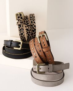 Our hip belt, your hip accessory. Adding eye-catching style to a lineup of pants, featuring a range of colors and unique metal embellishments. Each is made just for us of beautiful Italian leather, suede, or calf hair in a family-owned mill in Italy.  Exclusive. Square metal buckle. Black has antiqued-brass beading on edges. Warm Teak has antiqued-brass and antiqued-silver studs.. Due to the natural dyeing process, color transfer may occur with initial wear. Italy. Trendy Leather Belt For Fall, Metal Embellishments, Natural Dyeing, Italian Leather Bags, Women's Shoes Accessories, Hip Belt, Garnet Hill, Antique Metal, Dyeing Process