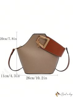 BirdinBag - Medium Crossbody Bucket Bag with Color-Matching Design, Perfect for Any Occasion Cross Bag, Bag Bag, Color Khaki, Color Matching, Top Handle, Bucket Bag, Color Blocking, Pu Leather, Satchel