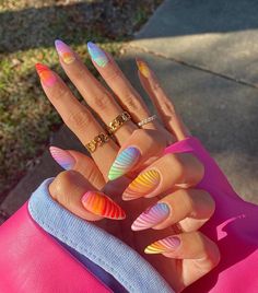 Spring Rainbow, Multicolored Nails, Heart Nail, Bright Nails, Nails 2024, Beach Nails, Nail Designs Spring