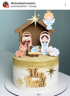 a cake with nativity decorations on top of it