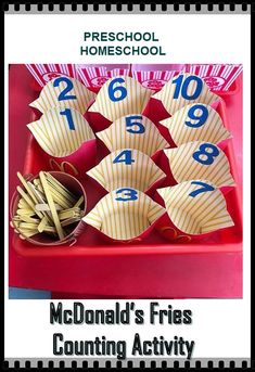 mcdonald's fries counting activity for preschool and homeschool students to practice numbers