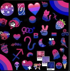 an image of various stickers on the back of a cell phone with different colors and shapes