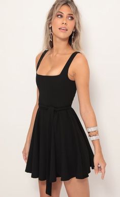 Party dresses > Key West A-line Dress in Black Short Black Dress Outfit, Grade 8 Grad Dresses, Picnic Brunch, Grad Outfits, Short Sundress, Red Haired Beauty, Black Skater Dress, Cute Wedges, The Picnic