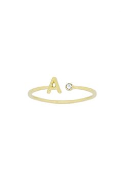 A+inital+ring+Katie+Dean Gold Initial Ring, Dainty Rings, Layered Rings, Bold Rings, Keeping It Simple, Jewelry Dainty, Party Rings, Initial Ring, Everyday Rings