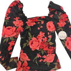 Jolie & Joy Black And Coral Floral Top. Long Sleeves. Various Sizes; S, M, L, Xl. Nwt- New With Tags Measurements Laid Flat Approx- Size Small Pit To Pit- 16” Size Medium Pit To Pit- 18” Size Large Pit To Pit- 20” Chic Fitted Rose Print Blouse, Chic Fitted Blouse With Rose Print, Fitted Floral Print Blouse For Night Out, Black Long Sleeve Top With Rose Print, Fitted Long Sleeve Blouse With Rose Print, Black Floral Print Top For Evening, Fitted Black Top With Rose Print, Fitted Black Floral Print Tops, Evening Fitted Floral Print Blouse