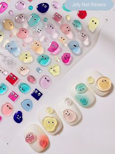 1 Sheet Jelly Cartoon Face Nail Art Stickers Adhesive Funny Nail Art Decorations Japan Gel Nail Design, Jelly Cartoon, Nail Art Pastel, Japan Nails, Japan Nail Art, Pastel Nail Art, Easter Nail Designs, Cute Simple Nails, Manicure Diy