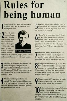 an old newspaper advertisement with the words rules for being human