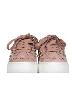 Sporty chic meets girly glam in these standout sneakers from Joie! The classic platform sneaker is upgraded with tons of gorgeous pearl embellishments on oh-so-soft suede. Perfect for feminine fashionistas looking to unleash their inner Sporty Spice! Style with mom jeans and a track jacket and you’ll be ready to hit the streets in style! Size 9 (EU 39) Suede upper w/ pearl embellishments Top lace-up closure Platform Round toe Leather sole and footbed w/ no wear Platform 1.5” Length 11” Sporty Spice, With Mom, Mcm Logo, Platform Sneaker, Suede Lace, Sporty Chic, Pink Suede, Platform Sneakers, Track Jacket