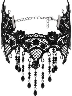 PRICES MAY VARY. GOTHIC VINTAGE BLACK LACE CHOKER NECKLACE: The Victorian Lace Choker Necklace Design Is Nice And Unique. It goes with most everyday outfits and look great with goth and vintage clothing and can be used as a Halloween or Valentine's Day costume. MATERIALS: Lace, artificial cystal and stainless steel SIZE & LENGTH: The choker length is 12.6 inches, extender chain 3 inches. PERFECT GOTH JEWELRY GIFT: Perfect Gifts on birthday, party, Halloween,New Year, Valentine's Day, Mother's Da Victorian Goth Necklace, Collar Ideas, Black Jewelry Necklace, New Year Jewelry, Black Lace Choker Necklace, Gothic Choker, Goth Choker, Black Lace Choker, Lace Choker Necklace