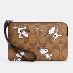 Limited Edition Coach X Peanuts Collection Brand New With Tag Ship Immediately Coach Clutch, Snoopy Pictures, Black Wristlet, Brown Wallet, Bags Coach, Signature Canvas, Peanuts Snoopy, Coach Leather