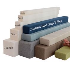 the custom bed gap filler is shown in different colors and sizes, along with several options to choose from