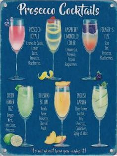 a sign with different types of cocktails on it