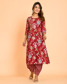 About: Introducing our sophisticated and elegant Magical Maroon Color Digital Printed Muslin Cotton Kurta & Afghani Pant with a Dupatta for Women. Made with high-quality materials, this set features a unique digital print that adds a touch of magic to your wardrobe. Perfect for any occasion, its comfortable fit and stylish design will make you stand out in the crowd. Upgrade your style game with this must-have set. Chest Size: Medium: 38 Inches Large: 40 Inches X-Large: 42 Inches XX-Large: 44 In Red Floral Print Straight Kurta Set, Red Floral Print Palazzo Set With Straight Kurta, Festive Bollywood Pant Set With Floral Print, Bollywood Style Festive Floral Print Pant Set, Bollywood Style Festive Floral Pant Set, Traditional Floral Print Festive Pants, Red Floral Print Sets For Navratri, Red Floral Print Sets For Diwali, Indo Western Gown