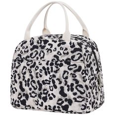 a white and black leopard print handbag