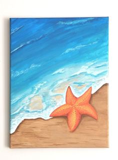 a painting of a starfish on the beach