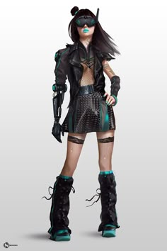 Electric Look Outfit, Android Outfit, Cyberpunk Reference, Cyberpunk Mode, Cyberpunk Character Design, Artistic Anatomy, Android Fashion, Arte Pin Up