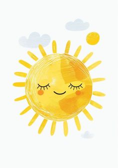 the sun with its eyes closed and smiling