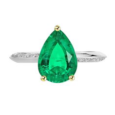 METAL SPECIFICATIONS Two Tone Gold 14K STONE SPECIFICATIONS Stone Name : Green Emerald and Diamond Stone Cut : Pear and Round Cut Stone Details : There is one pear cut green emerald stone in the center approx. 2 carats (Approx. Size 9 x 8 mm) with approx. 1 carat of smaller round cut diamonds along the sides. Crafted with natural earth mined stones. Color : Green/F Clarity : VS1 Quality : AAA Total : Approx. 3 Carats RING SPECIFICATIONS Size : 6.5 (Can ship in any size) Appraised Value : $8,478.00 Comes with Certificate Green Pear-shaped Emerald Gemstone Ring, Green Pear-shaped Emerald Ring, Teardrop Emerald Green Rings, Teardrop Green Emerald Rings, Classic Green Teardrop Emerald Ring, Green Emerald Teardrop Rings, Green Teardrop Emerald Rings, Formal Green Teardrop Ring, Green Emerald Ring With Prong Setting In Pear Shape