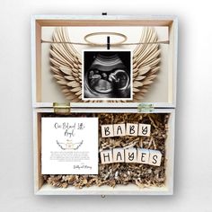 In loving memory of our beloved angel memorial engraved wood gift box pregnancy loss miscarriage comfort remembrance personalized memory keepsake Pregnancy Test Box In Loving Memory Gift Ideas, Shadow Box For Miscarried Baby, In Memory Gifts Ideas, Shadow Box For Passed Loved Ones, Baby Memory Box Ideas, Memorial Gift Diy, Wing Background, Stillbirth Memorial, Memory Ideas