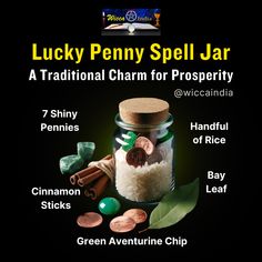 Feeling a little low on luck in the money department? ✨ This ancient charm might be just what you need. The "Lucky Penny" Spell Jar! A Wiccan tradition for manifesting abundance. Luck And Abundance Spell, Penny Spell, Manifestation Spell Jar, Money Jar Spell, Abundance Spell Jar, Money Spell Jar, Money Bowl, Money Rituals, Element Of Air