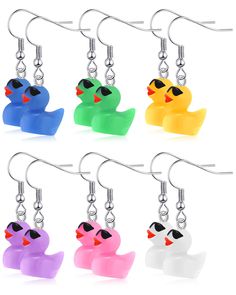 PRICES MAY VARY. Enough Styles to Change: you will receive 6 pairs of duck earrings in 6 colors, including white, yellow, purple, green, blue, pink, rich in style and abundant in quantity, convenient for you to use or replace, sufficient to meet your decoration needs Exquisite Design: dangle drop earring is designed with duck shape, made of resin with nice craftsmanship, cute and funny, the design makes this earring look like a real duck with cool sunglasses, adding a exquisite feeling to your d Duck Stuff, Duck Earrings, Duck Gifts, Bday Gifts, Funny Earrings, Earrings Aesthetic, Earrings Cute, Cool Sunglasses, Kinds Of Clothes