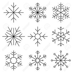 the snowflakes are drawn in black and white on a white background stock photo