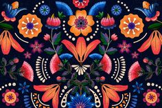 an image of a colorful floral design on a black background