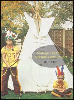 two people standing next to each other in front of a teepee tent