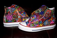 psychedelic-converse-chuck-taylor-hippy-3 Sneakers Illustration, Painted Converse, Vans Custom, Reebok Classic Sneakers, Custom Chuck Taylors, Painted Canvas Shoes, Diy Sneakers, Vans Shoe