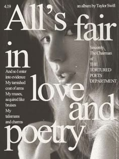 the cover of all's fair in love and poetry, with an image of a woman