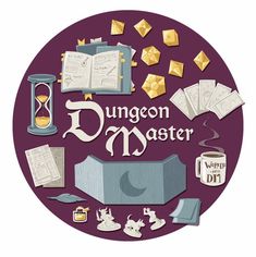 an image of a purple circle with the words,'dungeon master'in it