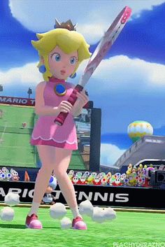 the nintendo wii game mario tennis is being played