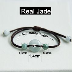 🍀 Bead Materials ：Real Jade 🍀 personalized：【yes 】➜Please feel free to contact me. 🍀 Rope colors：【Black/coffee/Red】-Other colors are available，Just give messages and tell me which color do you like. 🍀 length：【length is adjustable and can be made as you want】➜You can just tell me what is the perfect length you like. processing time： 1-2 workdays 🍀The dainty bracelet features a jade beads, which make a pretty bracelet for you. It could be a great gift for your friends and family, wishing them Adjustable Round Jade Beaded Bracelets, Casual Jade Beaded Bracelets Gift, Casual Jade Beaded Bracelet Gift, Handmade Casual Jade Jewelry, Casual Jade Jewelry With Natural Stones, Casual Hand-strung Jade Jewelry, Hand Wrapped Adjustable Jade Jewelry, Casual Jade Jewelry As Gift, Black Jade Jewelry For Gifts