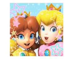 two cartoon characters are standing next to each other with stars on their heads and blue eyes