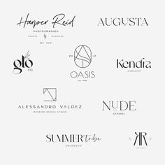 the logos for different brands are shown in black and white, including one that has been designed